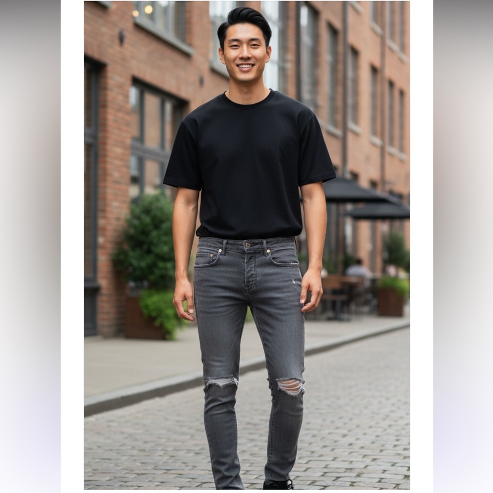 Purple Brand Gray Coated  Slim Fit Jeans